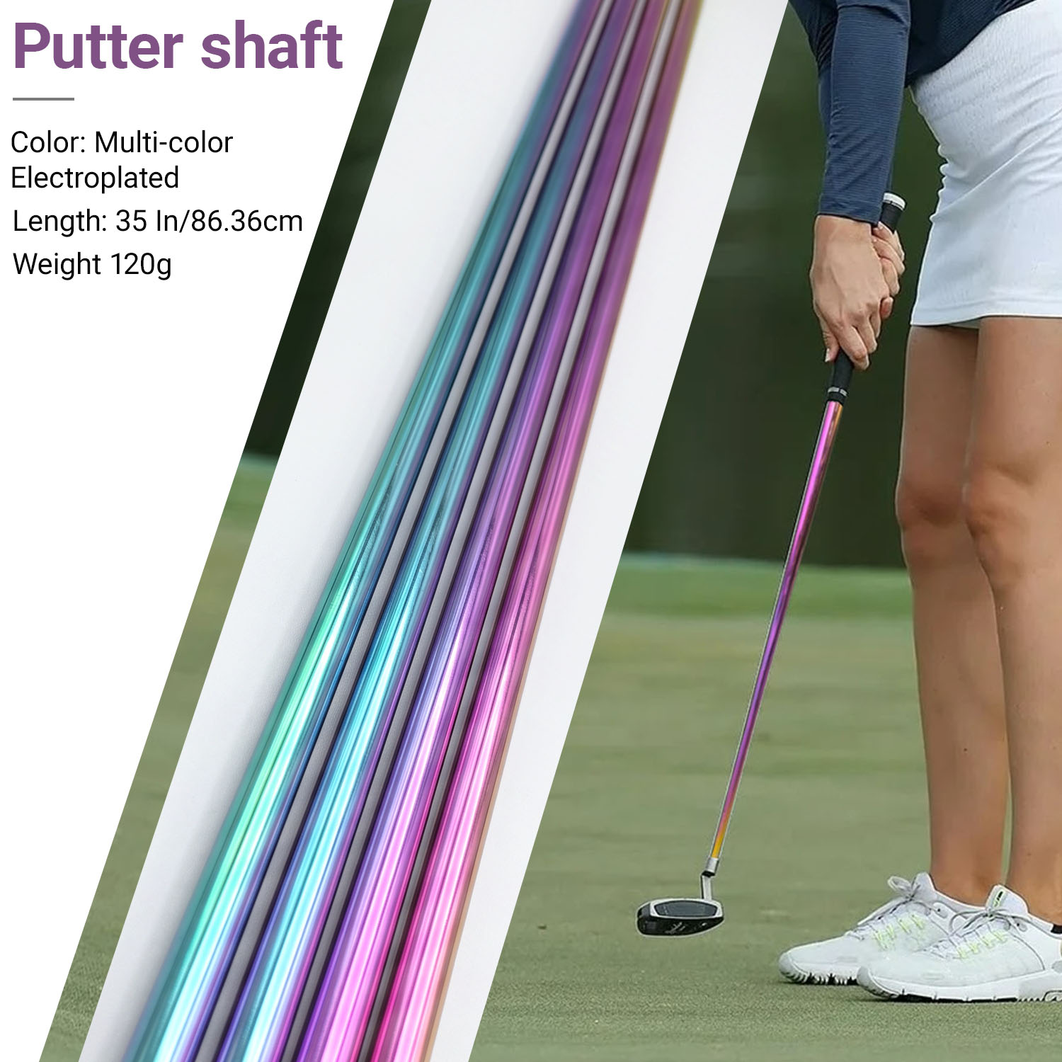 1 PC ゴルフシャフト、マルチカラー電気メッキスチールシャ - Golf Equipment For Women のレビューと価格